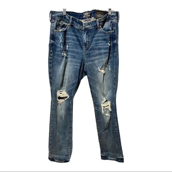TORRID BOYFRIEND STRAIGHT JEAN VINTAGE STRETCH MEDIUM WASH Mid-rise Sz 16R - Picture 1 of 11